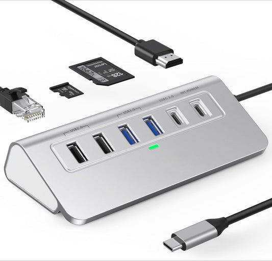 10-in-1 USB C Hub with 4K HDMI 5Gbps USB 3.0  PD 100 1Gbps Ethernet SD/TF