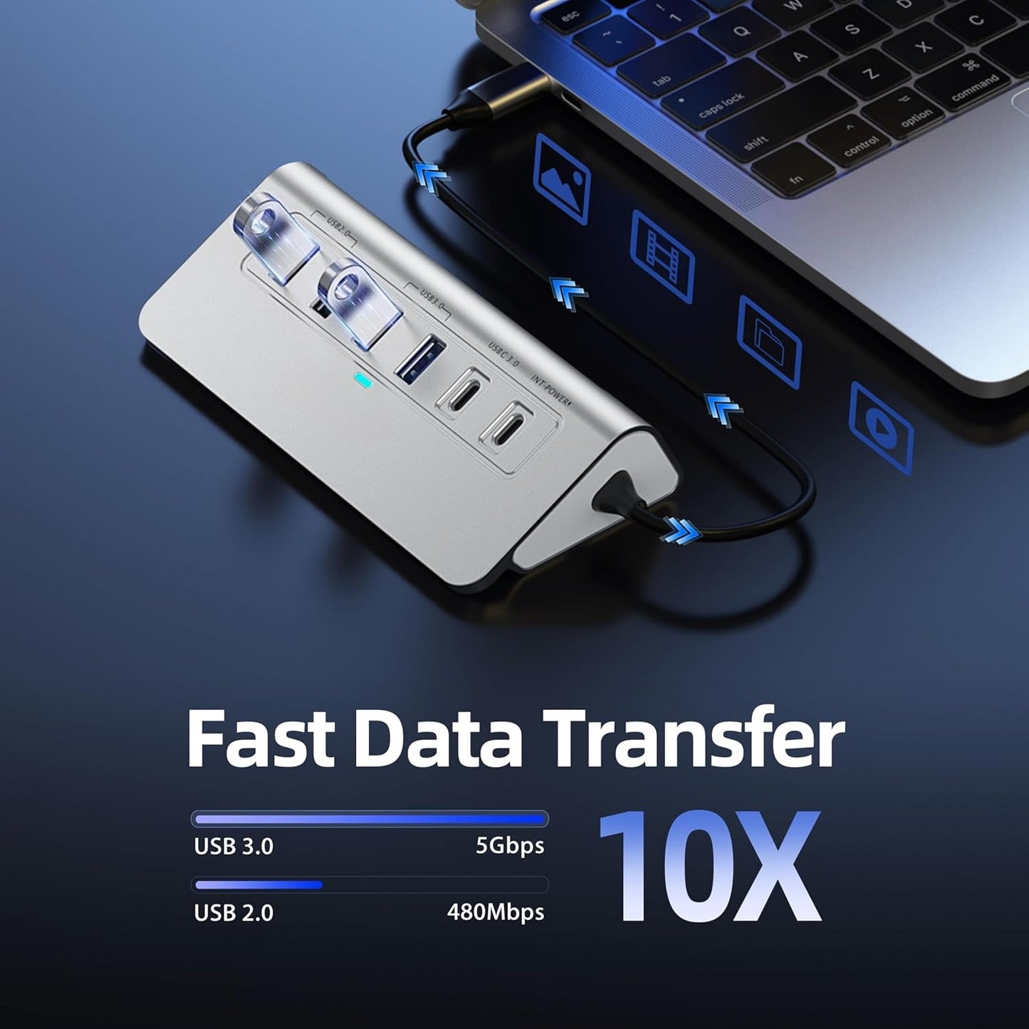 10-in-1 USB C Hub with 4K HDMI 5Gbps USB 3.0  PD 100 1Gbps Ethernet SD/TF