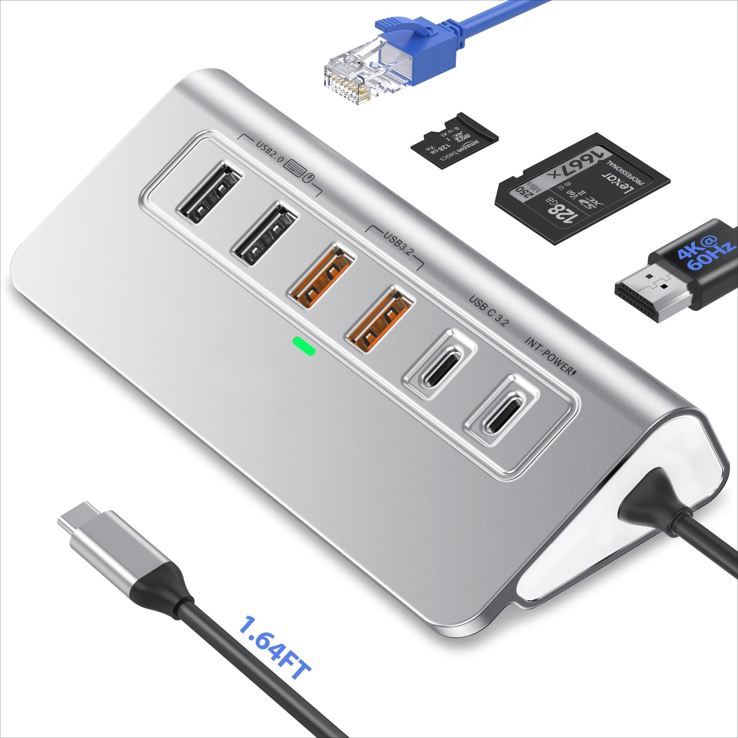 10-in-1 USB C Hub with 4K HDMI 5Gbps USB 3.0  PD 100 1Gbps Ethernet SD/TF