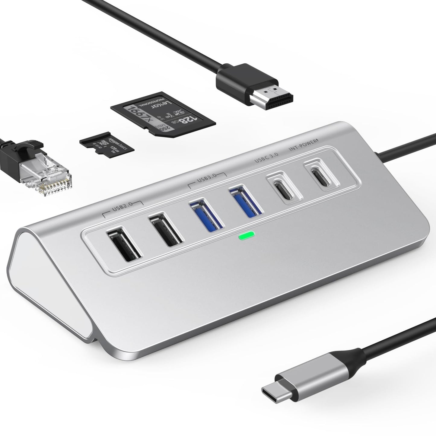 10-in-1 USB C Hub with 4K HDMI 5Gbps USB 3.0  PD 100 1Gbps Ethernet SD/TF