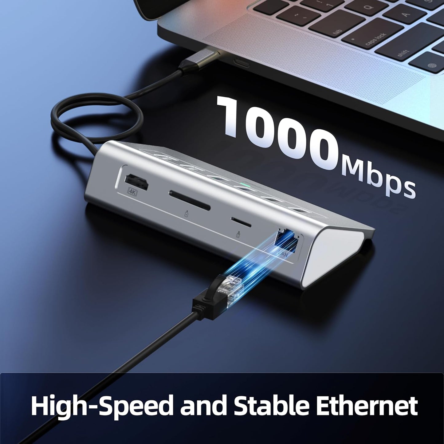 10-in-1 USB C Hub with 4K HDMI 5Gbps USB 3.0  PD 100 1Gbps Ethernet SD/TF