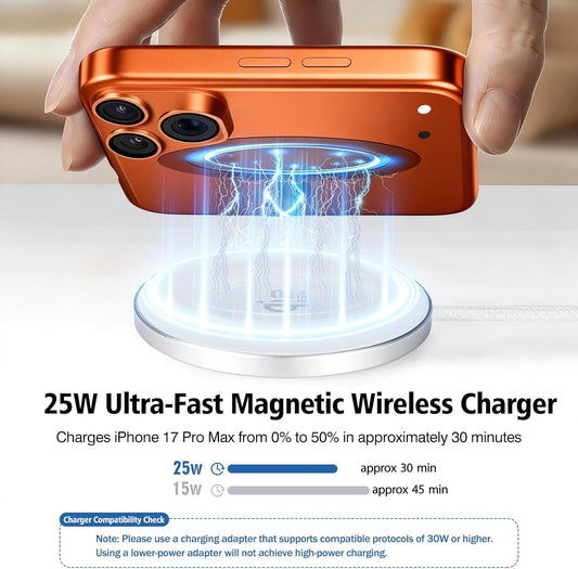 Magnetic Wireless Charger 25W Qi2 for Magsafe Charger for iPhone 17/16/15/14/13/12Pro Max, Air pods 4-2Pro, Samsung Galaxy, Google Pixel