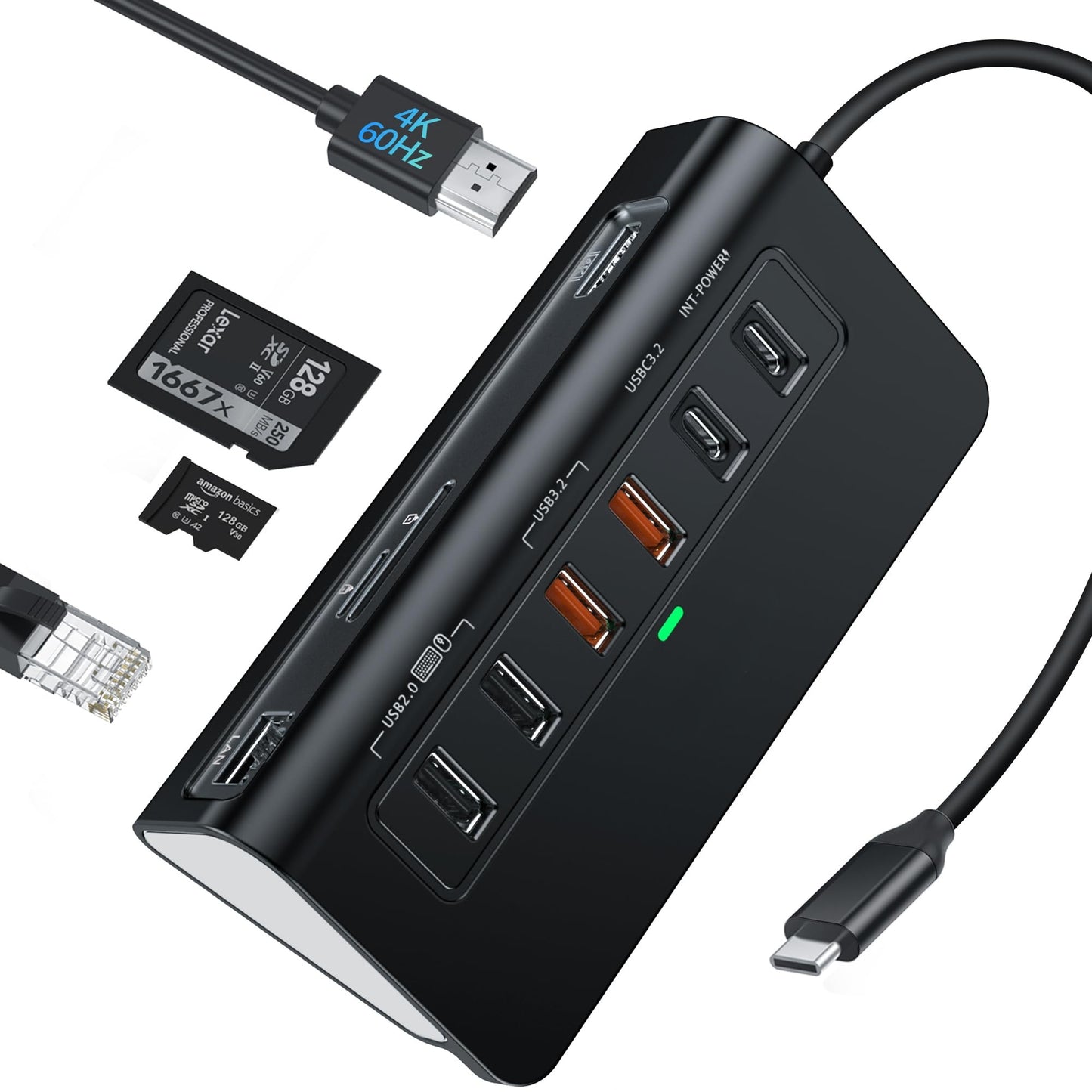 10-in-1 USB C Hub with 4K HDMI 5Gbps USB 3.0  PD 100 1Gbps Ethernet SD/TF