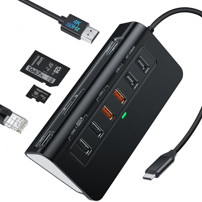 10-in-1 USB C Hub with 4K HDMI 5Gbps USB 3.0  PD 100 1Gbps Ethernet SD/TF