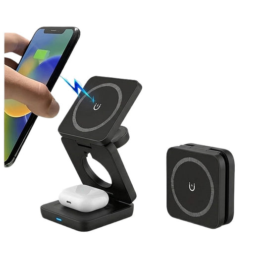 3 in 1 Magnetic Wireless Charger 15W Foldable Charging Station for iPhone Apple Watch AirPods